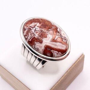 Size 7 Jay King/Desert Rose Trading Crazy Lace Agate Sterling Silver Ring